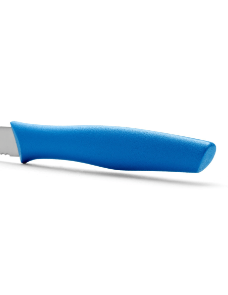 Arcos Nova skalkniv tandat blad i Nitrum-stål, blått handtag, 10cm