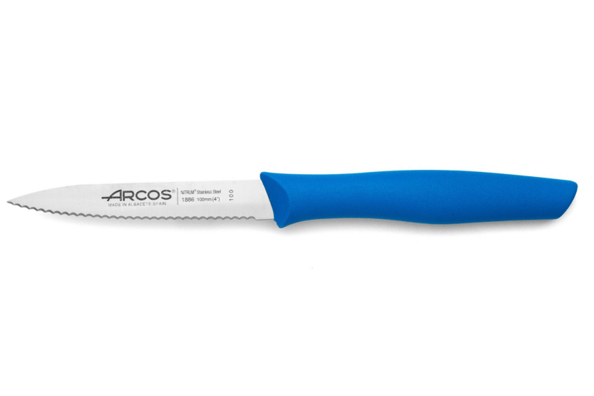 Arcos Nova Spickmesser mit gezahnter Klinge aus Nitrum-Stahl Griff blau 10cm