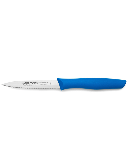 Arcos Nova Spickmesser mit gezahnter Klinge aus Nitrum-Stahl Griff blau 10cm