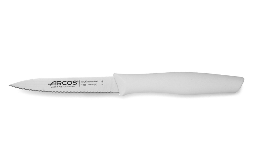 Arcos Nova paring knife Nitrum steel serrated blade 10cm white handle