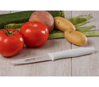 Cuchillo de pelar Arcos Nova con hoja dentada en acero Nitrum y mango blanco 10cm 2