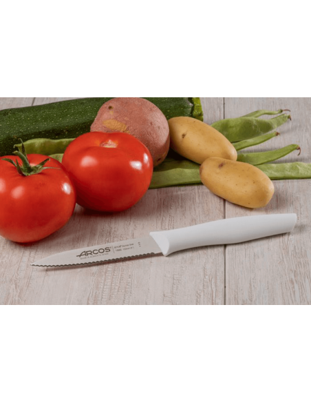 Arcos Nova paring knife Nitrum steel serrated blade 10cm white handle