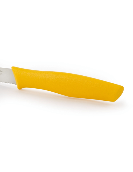Cuchillo de pelar Arcos Nova con hoja dentada en acero Nitrum 10cm mango amarillo