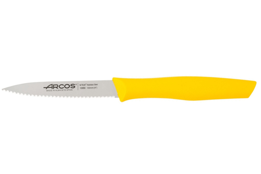 Arcos Nova paring knife with serrated blade in Nitrum steel 10cm yellow handle