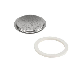 1 junta + 1 filtro de substituição para a máquina de café de 4 chávenas Bialetti 2