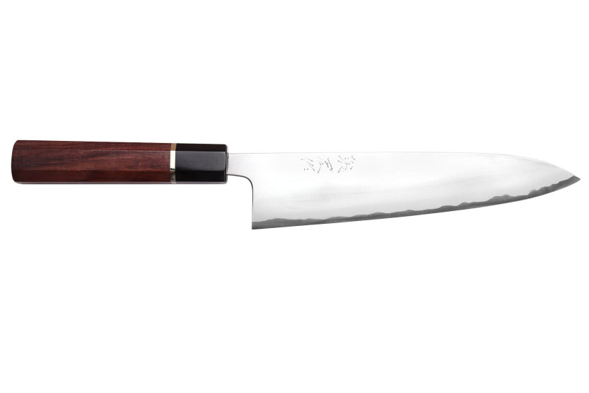 Cuchillo de cocina tradicional japonés Toshihiro Wakui Shirogami 2 San Maï pulido de 21cm