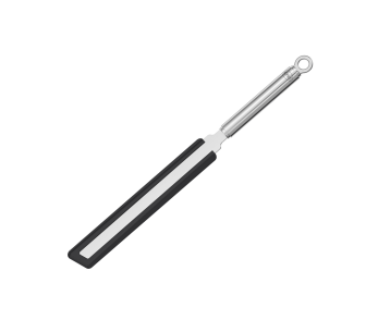 Espátula para tortitas Rösle de silicona negra y acero inoxidable