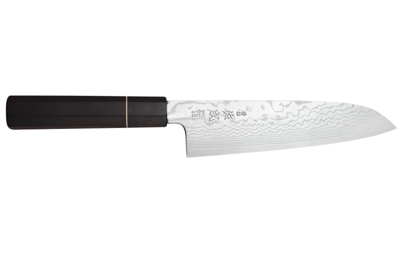 19,5 cm Sukenari ZDP-189 damaskus ibenholt håndtag santoku kniv, japansk håndlavet