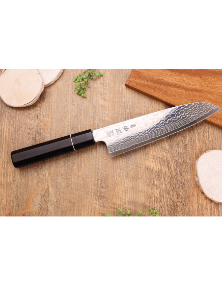 19,5cm Sukenari ZDP-189 damascus eebenpuu kahva santoku veitsi, japanilainen käsintehty