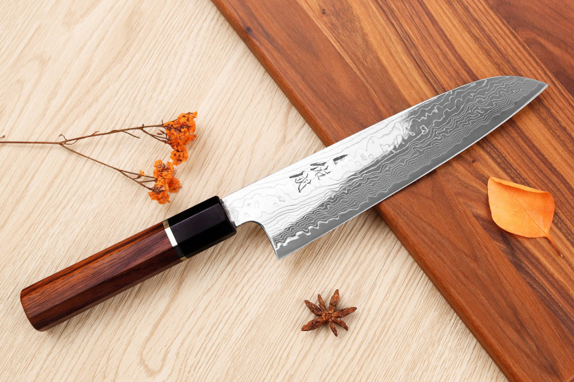 19,5 cm Sukenari SG2 coltello santoku in damasco, fatto a mano in Giappone
