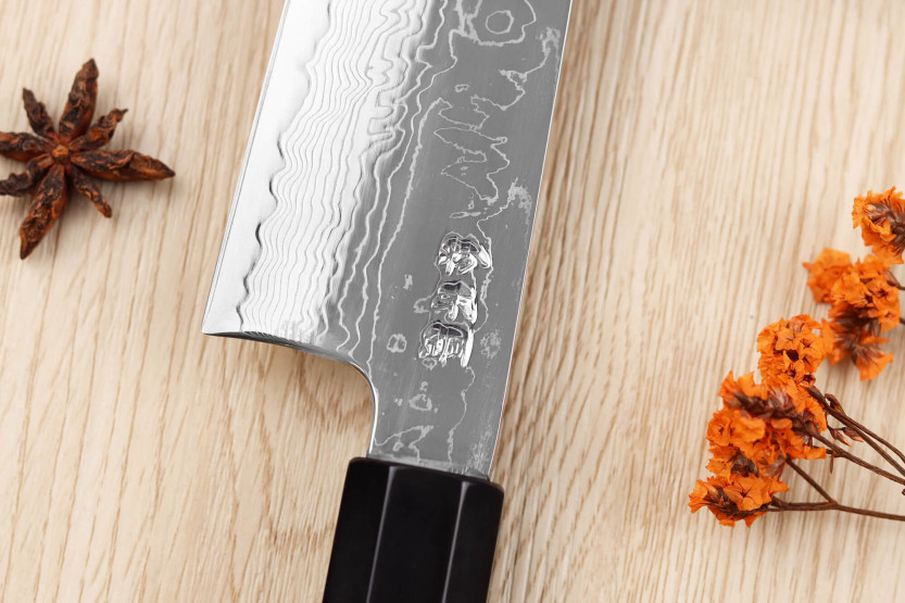 19.5cm Sukenari SG2 damasco Cuchillo santoku, japonés hecho a mano