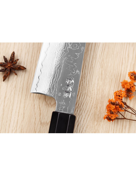 faca santoku de damasco Sukenari SG2 de 19,5 cm, feita à mão no Japão