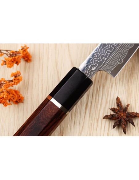cuchillo universal Sukenari SG2 damasco de 16,5 cm, hecho a mano en Japón