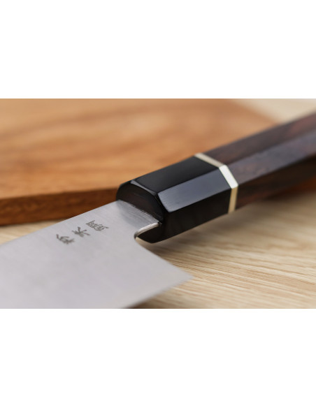 Faca de chef japonesa Sukenari SG2 San Maï de 24 cm, feita à mão, com cabo em pau-rosa