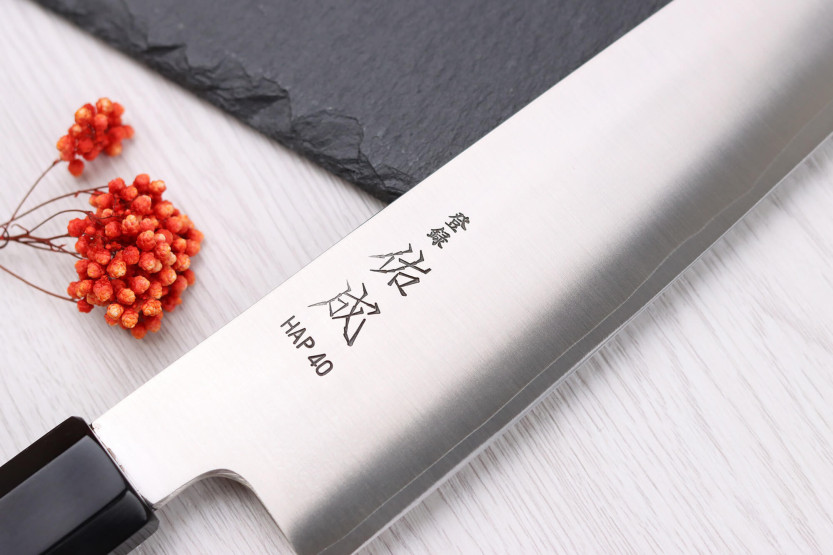 HAP40 Sukenari San Maï Cuchillo de cocinero japonés kiritsuke de 21 cm hecho a mano con mango de palisandro