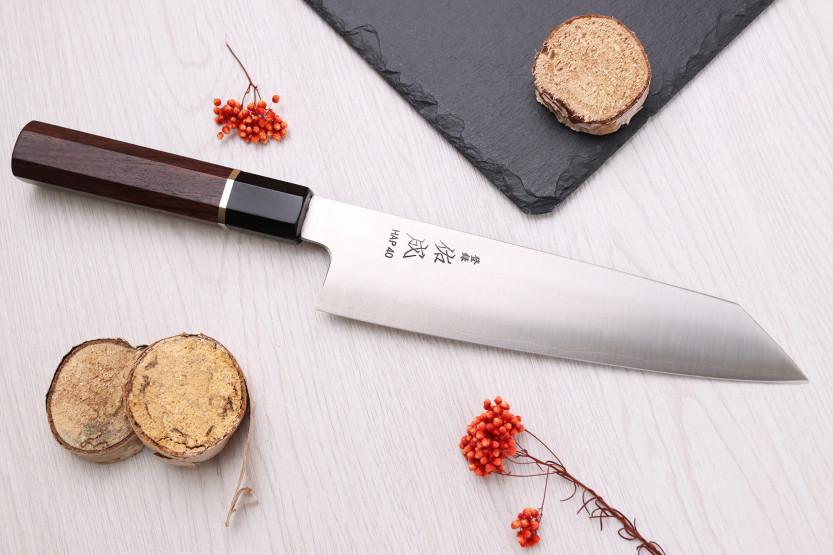 HAP40 Sukenari San Maï Cuchillo de cocinero japonés kiritsuke de 21 cm hecho a mano con mango de palisandro