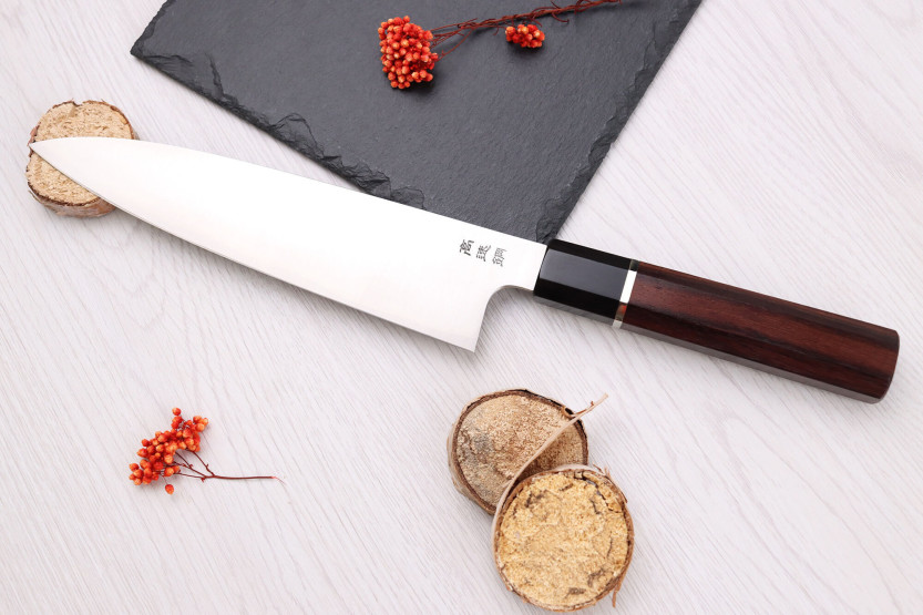HAP40 Sukenari San Maï 21 cm coltello da chef giapponese fatto a mano con manico in palissandro