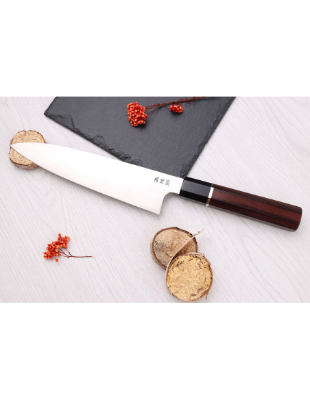 21cm Sukenari HAP40 San Maï handgjord japansk kockkniv med rosenträhandtag