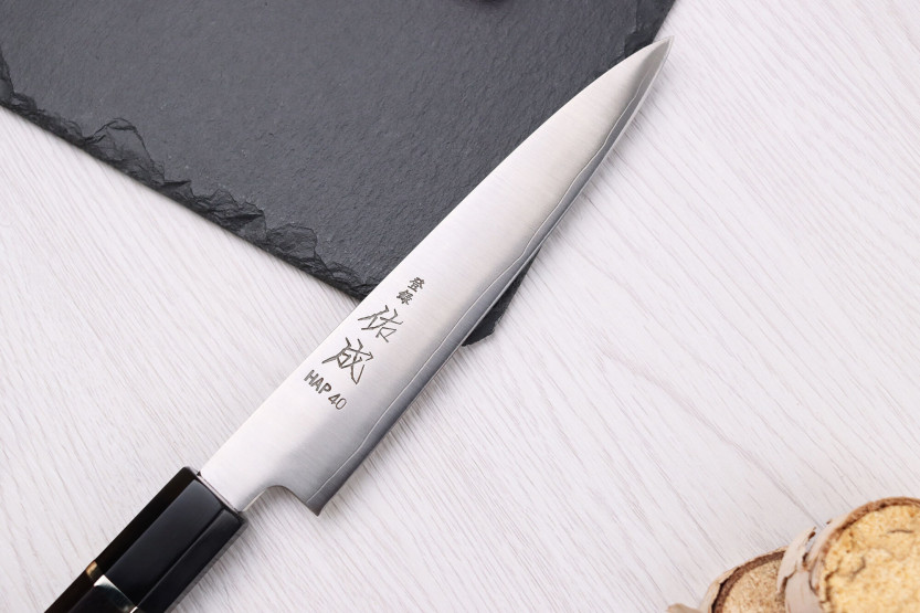16,5cm Sukenari HAP40 San Maï japanilainen yleiskäyttöinen veitsi ruusupuinen kahva