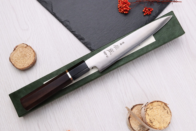 HAP40 Sukenari San Maï 16,5 cm coltello universale artigianale giapponese con manico in palissandro