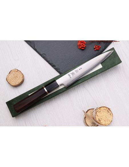 Japanisches Universalmesser 16,5cm handgefertigt Sukenari HAP40 San Maï Griff aus Rosenholz