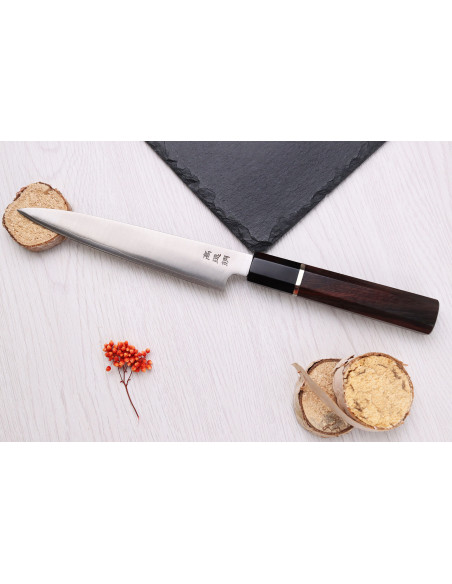 Japanisches Universalmesser 16,5cm handgefertigt Sukenari HAP40 San Maï Griff aus Rosenholz