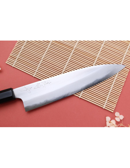 Kochmesser 21cm japanisch handgefertigt Naoki Mazaki Shirogami 2 San Maï Griff aus Lorbeerholz