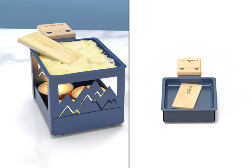 Juego de raclette con vela plegable Cookut Yeti con sartén y espátula
