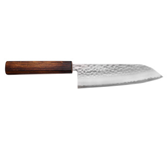 16,5cm Masutani handgemaakt Japans santoku mes met gehamerd eikenhouten handvat