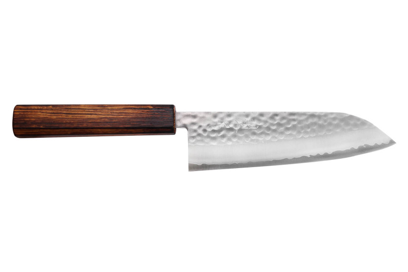 16,5cm Masutani handgemaakt Japans santoku mes met gehamerd eikenhouten handvat
