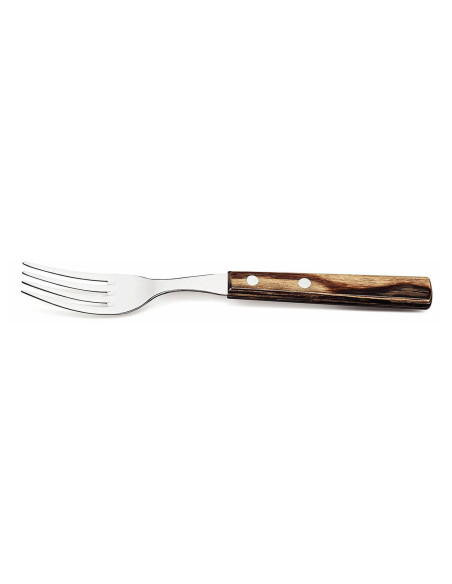 Conjunto com 6 facas para bife com lâmina serrilhada + 6 garfos Tramontina Churrasco com cabo marrom