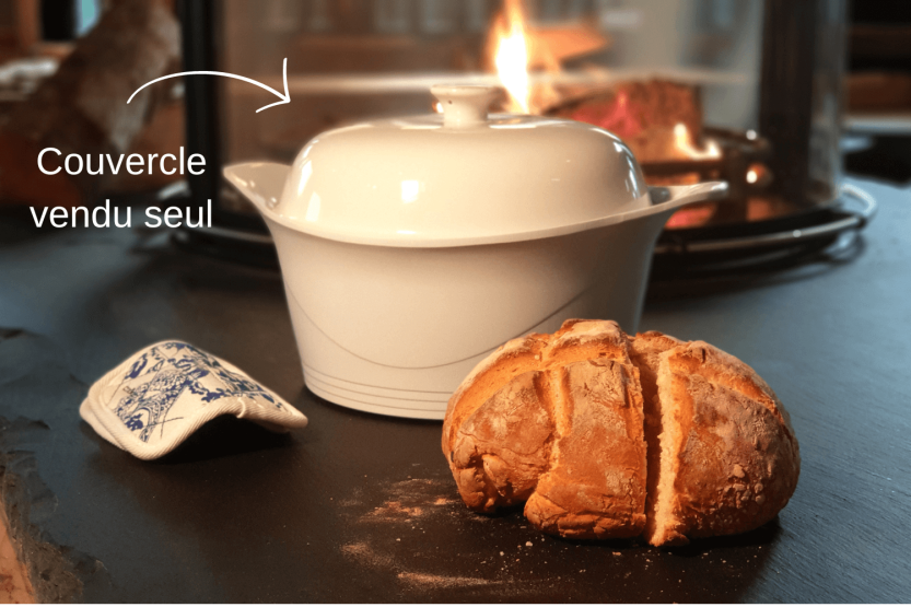Brotdeckel für Cookut Bräter 24cm aus weißer Keramik