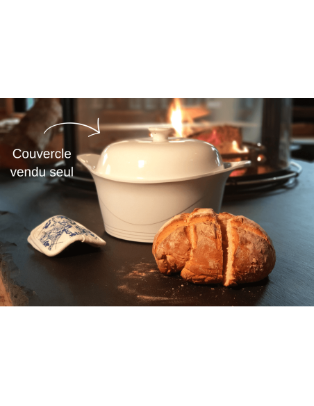 Brotdeckel für Cookut Bräter 24cm aus weißer Keramik