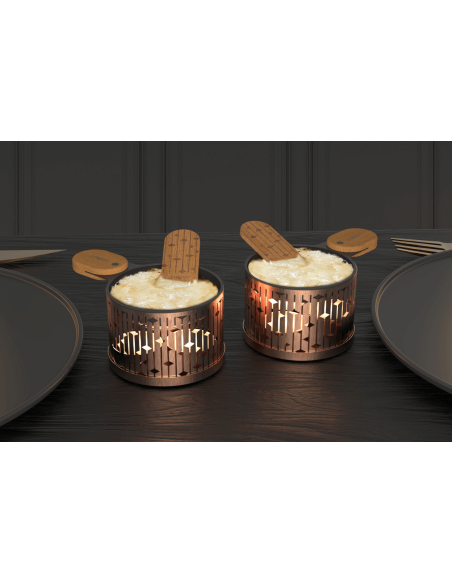 Set per raclette a candela Cookut Lumi Les Plus Brillantes Set di padelle e spatole per 2 persone - Rame