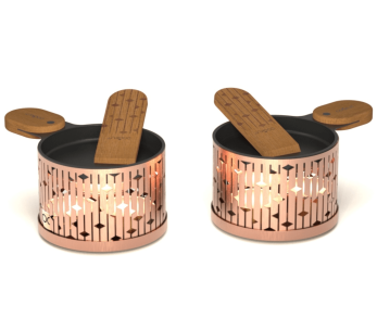 Cookut Lumi juego de raclette con vela Les Plus Brillantes juego de sartén y espátula para 2 - Cobre