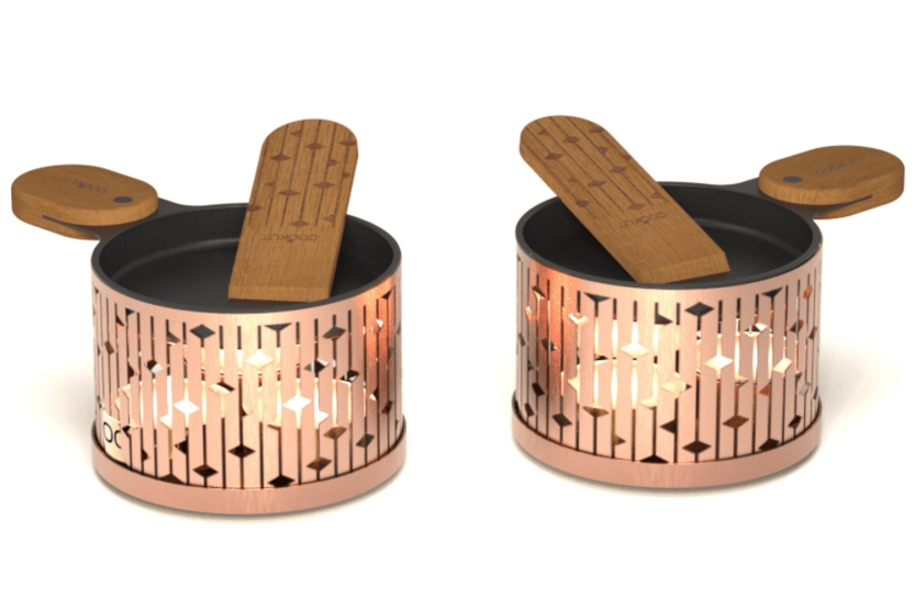 Set per raclette a candela Cookut Lumi Les Plus Brillantes Set di padelle e spatole per 2 persone - Rame