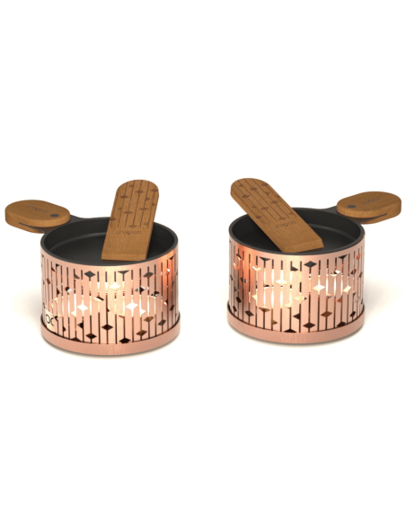 Set per raclette a candela Cookut Lumi Les Plus Brillantes Set di padelle e spatole per 2 persone - Rame