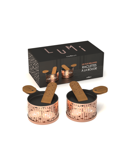 Set per raclette a candela Cookut Lumi Les Plus Brillantes Set di padelle e spatole per 2 persone - Rame