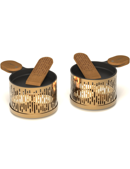 Set per raclette a candela Cookut Lumi Les Plus Brillantes Set di padelle e spatole per 2 persone - Oro