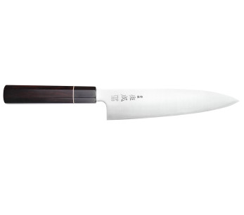 ZDP-189 Faca de cozinha San Maï 21cm, cabo em ébano, Sukenari, artesanato japonês
