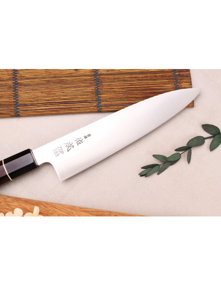 ZDP-189 Coltello da chef San Maï 21 cm, manico in ebano, Sukenari, artigianato giapponese