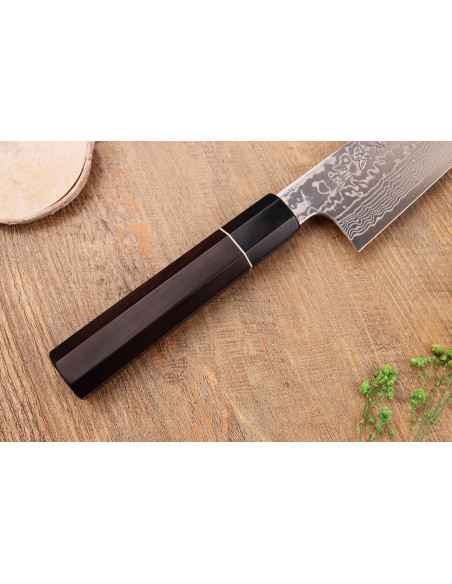 21cm Sukenari ZDP-189 damascus eebenpuu kahva Kiritsuke veitsi, käsintehty Japanissa