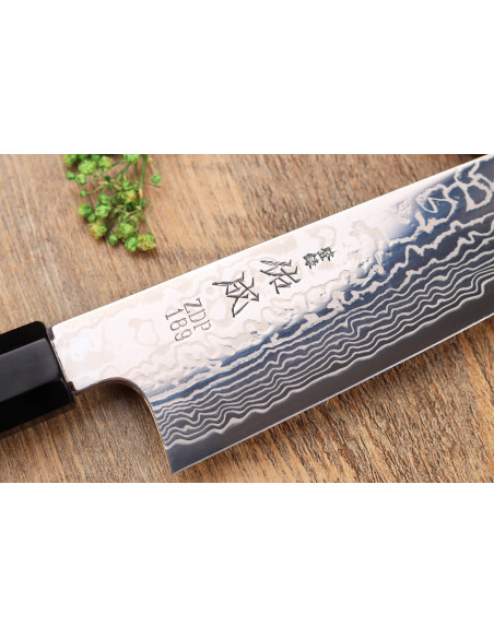 21cm Sukenari ZDP-189 damascus eebenpuu kahva Kiritsuke veitsi, käsintehty Japanissa
