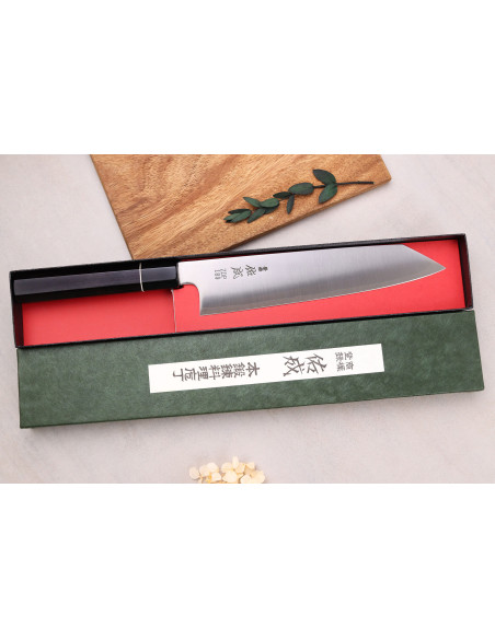 ZDP-189 Coltello kiritsuke artigianale giapponese San Maï 24 cm Sukenari con manico in ebano