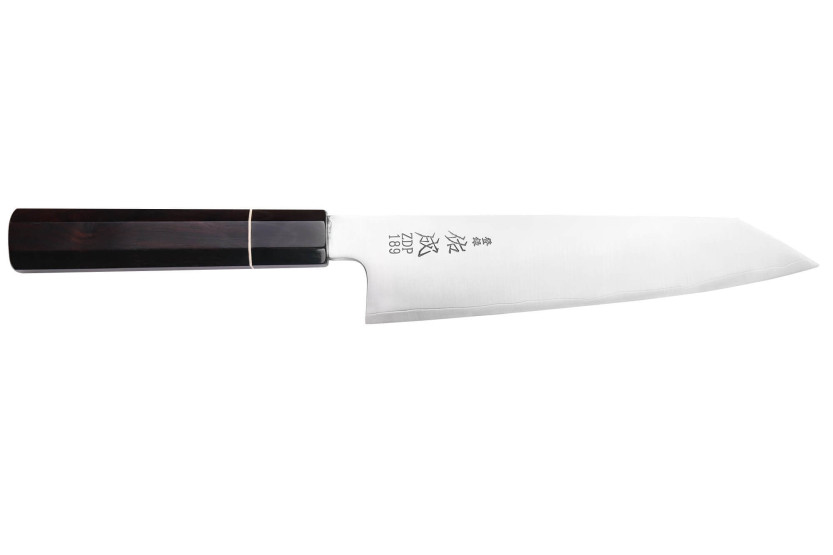 ZDP-189 Coltello kiritsuke artigianale giapponese San Maï 21 cm Sukenari con manico in ebano