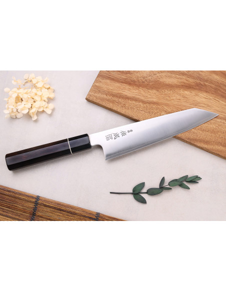 ZDP-189 Coltello kiritsuke artigianale giapponese San Maï 21 cm Sukenari con manico in ebano