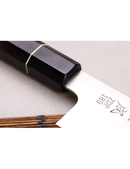ZDP-189 Coltello kiritsuke artigianale giapponese San Maï 21 cm Sukenari con manico in ebano