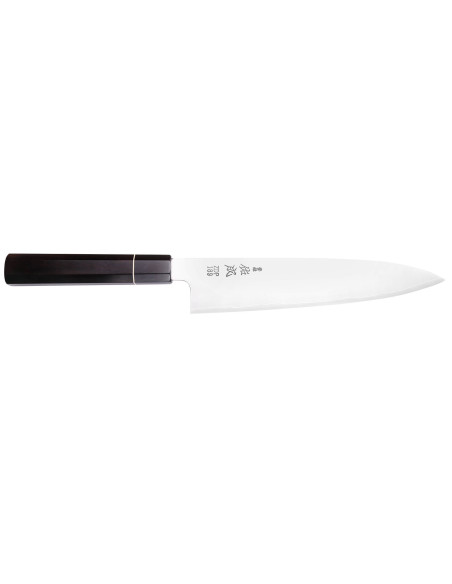 ZDP-189 San Maï Faca de chef artesanal japonesa de 24 cm, cabo em ébano, Sukenari