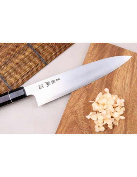 ZDP-189 San Maï Faca de chef artesanal japonesa de 24 cm, cabo em ébano, Sukenari