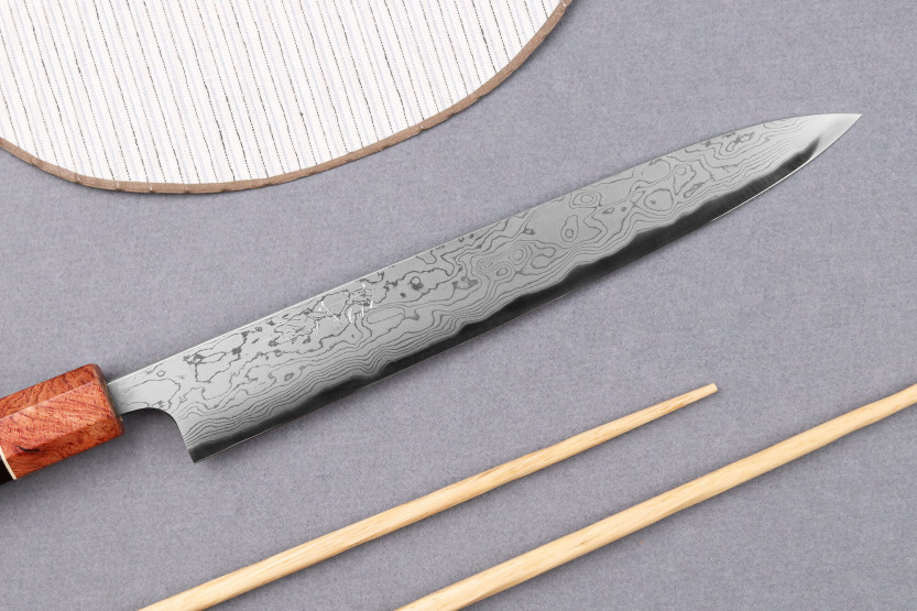 21cm cuchillo sujihiki Toshihiro Wakui Aogami 2 laminado damasco artesanía japonesa